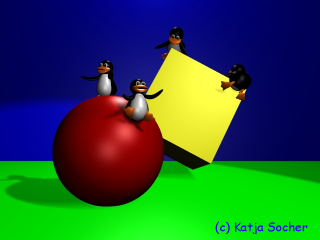 [tux penguins on sphere and cube]